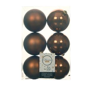 Decoris 18x stuks kunststof kerstballen kaneel bruin 8 cm glans/mat -