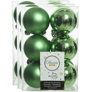 Decoris 36x stuks kunststof kerstballen groen 6 cm glans/mat -