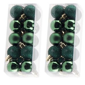 Cosy & Trendy 60x stuks kleine kunststof kerstballen donkergroen 3 cm mat/glans/glitter -