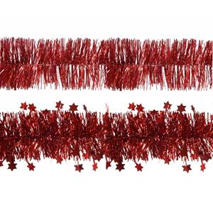 Decoris folie kerstslingers 4x stuks - rood - kunststof - 270 cm -