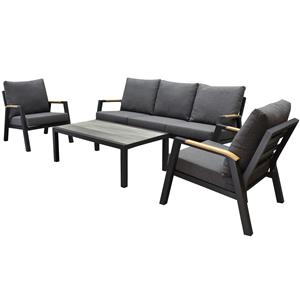 AVH-Outdoor Santika stoel-bank loungeset 4-delig antraciet aluminium