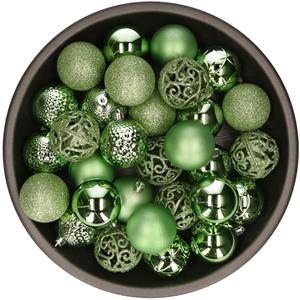 Kunststof kerstballen 37x stuks groen 6 cm -