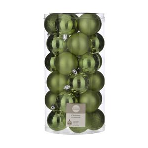 House of Seasons 60x stuks kunststof kerstballen donkergroen 6 cm -