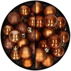 30x stuks kunststof kerstballen bruin 3 en 4 cm -