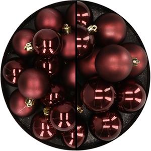 28x stuks kunststof kerstballen mahonie bruin 4 en 6 cm -