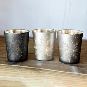 LOBERON Windlicht set van 3 Snowflakes