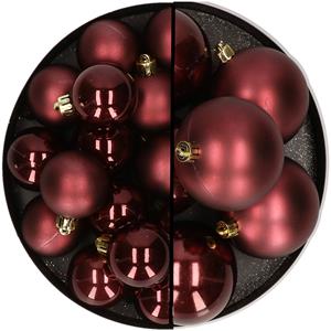 18x stuks kunststof kerstballen mahonie bruin 6 en 8 cm -