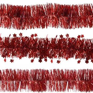 Decoris folie kerstslingers 3x stuks - rood - kunststof - 270 cm -