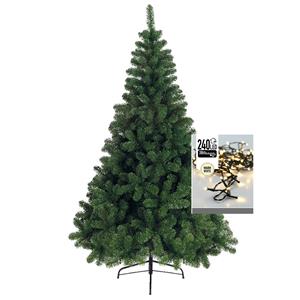 Kerstboom 180 cm incl. kerstverlichting lichtsnoer warm wit -