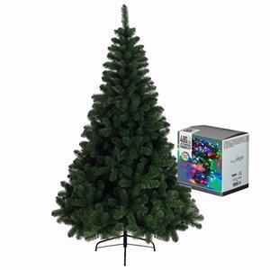 Kerstboom 240 cm incl. kerstverlichting lichtsnoer gekleurd -