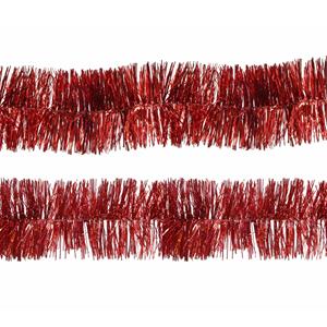 Decoris folie kerstslingers 4x stuks - rood - kunststof - 270 cm -
