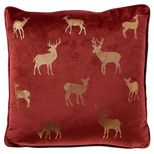 Deer ierkussen 45x45 Rood - Kerst Decoratie - Velvet