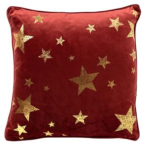 Stars ierkussen 45x45 Rood - Kerst Decoratie - Velvet