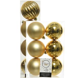Decoris kerstballen 10x stuks goud 8-10 cm kunststof -