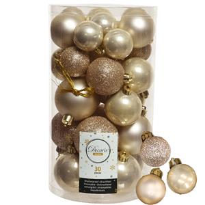 Decoris kerstballen 44x stuks champagne 3-4-5-6 cm kunststof -