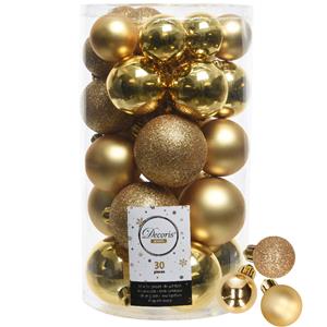 Decoris kerstballen 44x stuks goud 3-4-5-6 cm kunststof -