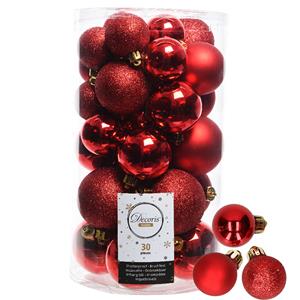 Decoris kerstballen 44x stuks rood 3-4-5-6 cm kunststof -