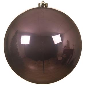 Decoris 1x stuks grote kunststof kerstballen lila paars 14 cm glans -
