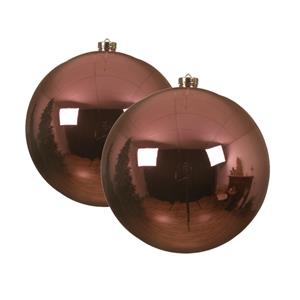 Decoris 2x stuks grote kunststof kerstballen lippenstift roze 14 cm glans -