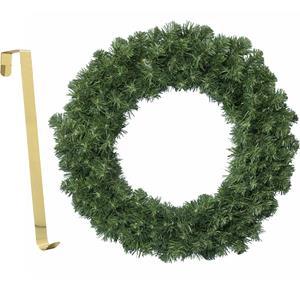 Decoris Kerstkrans groen 35 cm kunststof incl. messing deurhanger -