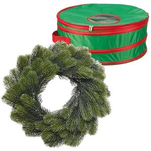 Kerstkrans/dennenkrans groen 50 cm incl. opbergtas -
