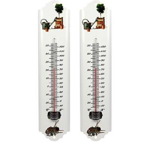 Talen Tools Set van 2x metalen thermometer voor buiten en binnen 30 cm -