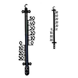 2x Buitenthermometers tuin / buiten zwart 25 cm en 65 cm -