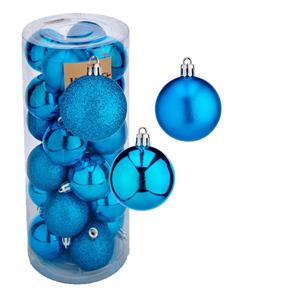 Arte r 48x stuks kerstballen helder blauw kunststof 5 cm glitter, glans, mat -