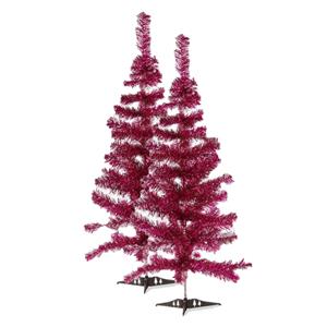 Arte r 2x stuks kleine fuchsia roze kerstbomen van 90 cm -