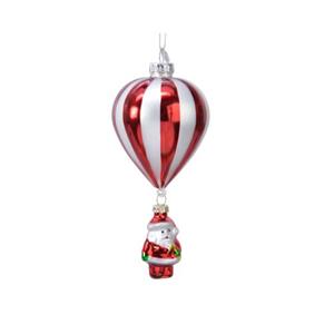 Decoris Baumschmuck & Anhänger Ballon Glas Santa rot/weiss 15 cm (mehrfarbig)