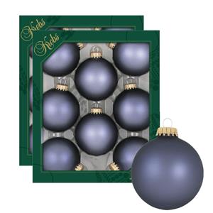 Krebs 16x stuks glazen kerstballen 7 cm blue stone velvet -