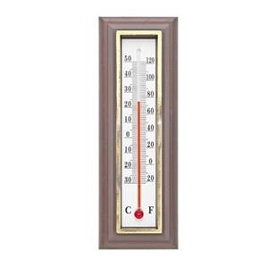 Thermometer binnen en buiten donkerbruin 5 x 16 cm -
