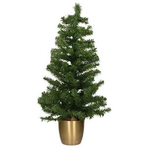 Everlands Kunst kerstboom/kunstboompje in gouden pot 90 cm -
