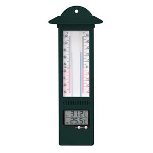 Binnen/buiten digitale thermometer groen van kunststof 9.5 x 24 cm -