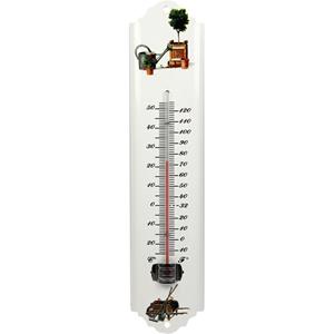 Talen Tools Thermometer tuin / buiten metaal wit 30 cm -