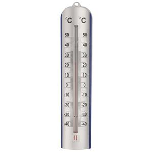 Zilveren binnen/buiten thermometer 6 x 27 cm -