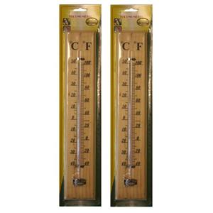 Benson Set van 2x houten thermometers voor binnen en buiten cm -