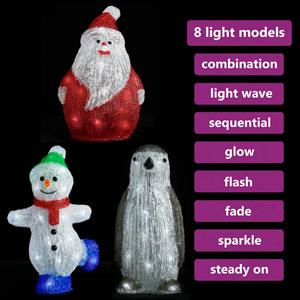 vidaXL 3-tlg. LED Weihnachtsfiguren-Set Acryl für drinnen und draußen 