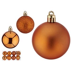 Arte r 16x stuks kerstballen oranje kunststof 5 cm glitter, glans, mat -