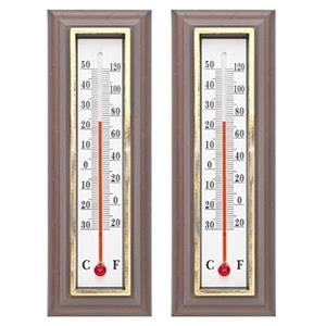 Set van 2x klassieke thermometers voor binnen en buiten donkerbruin 16 cm -