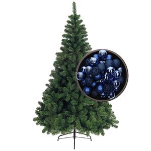 Bellatio kunst kerstboom 180 cm met kerstballen kobalt blauw -