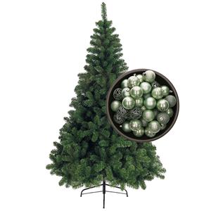 Bellatio kunst kerstboom 180 cm met kerstballen mintgroen -