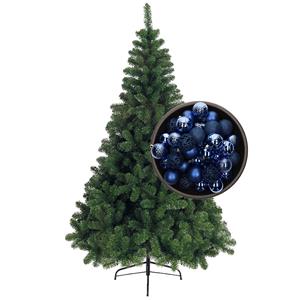 Bellatio kunst kerstboom 210 cm met kerstballen kobalt blauw -
