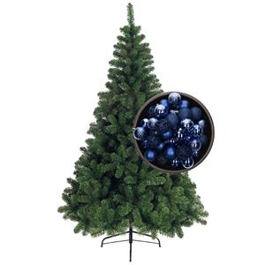 Bellatio kunst kerstboom 240 cm met kerstballen kobalt blauw -