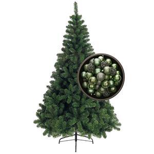Bellatio kunst kerstboom 240 cm met kerstballen salie groen -