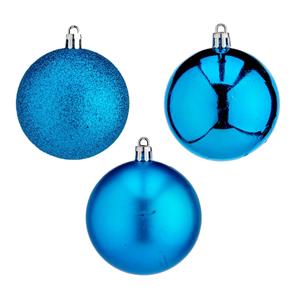 Arte r 20x stuks kerstballen helder blauw kunststof 7 cm glitter, glans, mat -