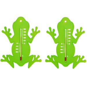 Ubbink Set van 2x thermometer voor binnen en buiten groene kikker 15 cm -