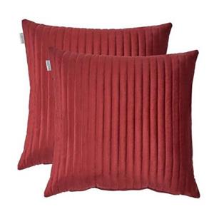 Kussoo Sierkussen Fluweel Streep Bordeaux Rood 50x50 cm set van 2