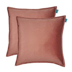 Kussoo Sierkussen Fluweel Uni Roze 50x50 cm set van 2