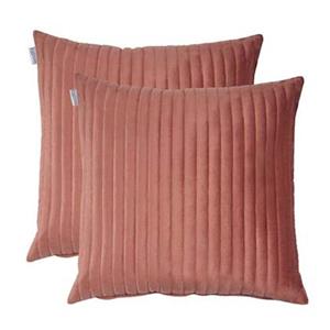 Kussoo Sierkussen Fluweel Streep Roze 50x50 cm set van 2